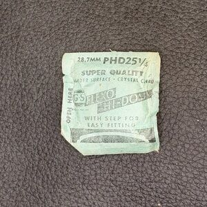 NOS GS Flexo Hi-dome Watch Crystal with step for easy filling. PHD25 1/4. 28.7mm